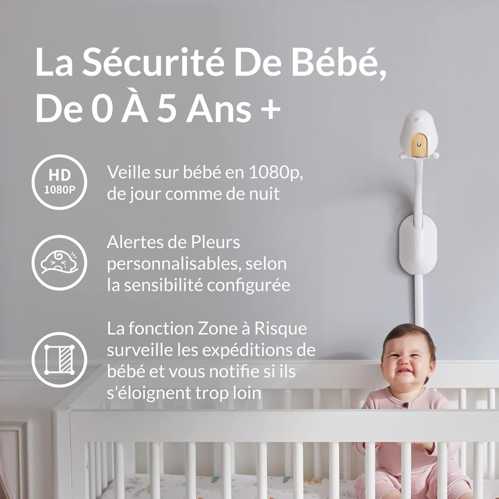 Smart Baby Monitor with Wall Mount: 1080p HD Night Vision Camera, 2-Way Audio, Cry & Temperature Detection W606832