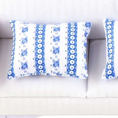 Miniature 2-Seat Sofa with Blue Flower Pattern Cushion K827323