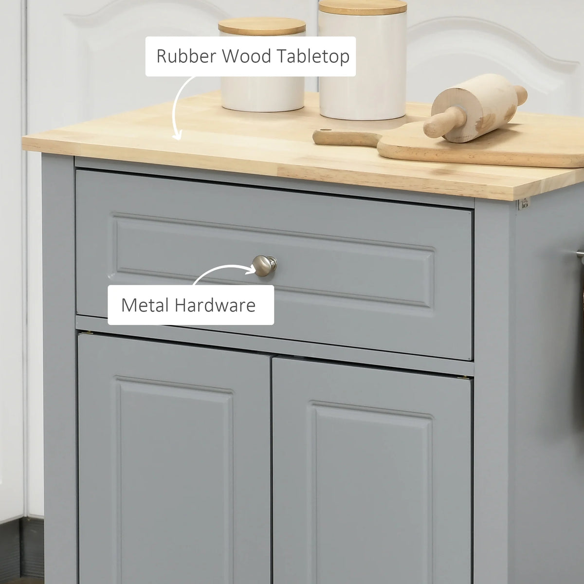 Rolling Kitchen Island Cart with Drawer and Adjustable Shelf C2054