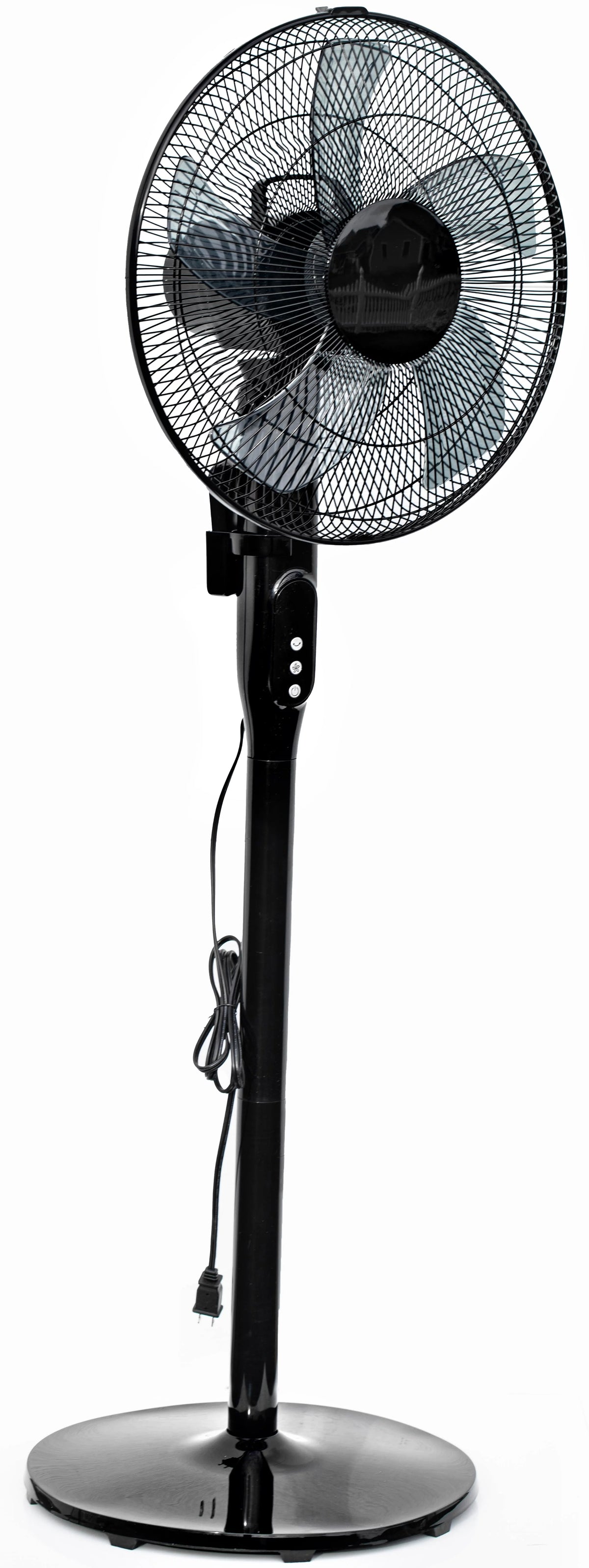 16 12-Speed Adjustable Height Pedestal Fan with Remote Control, Black M31949