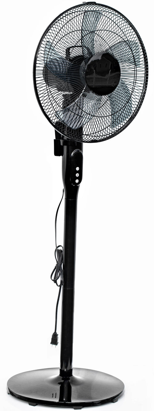 16 12-Speed Adjustable Height Pedestal Fan with Remote Control, Black M31949