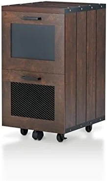 Walnut Wood Filing Cabinet With Casters W2878