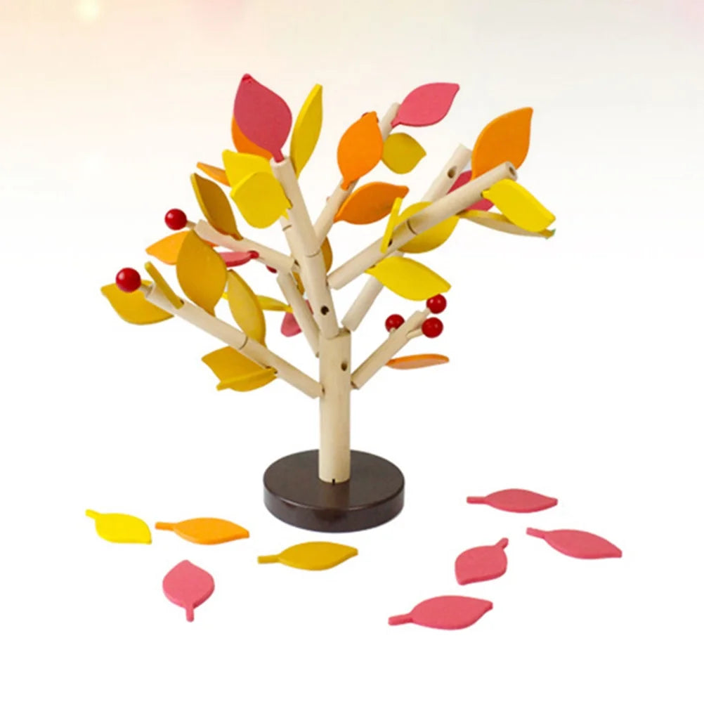 Yellow Wooden Tree Building Blocks Toy B597619