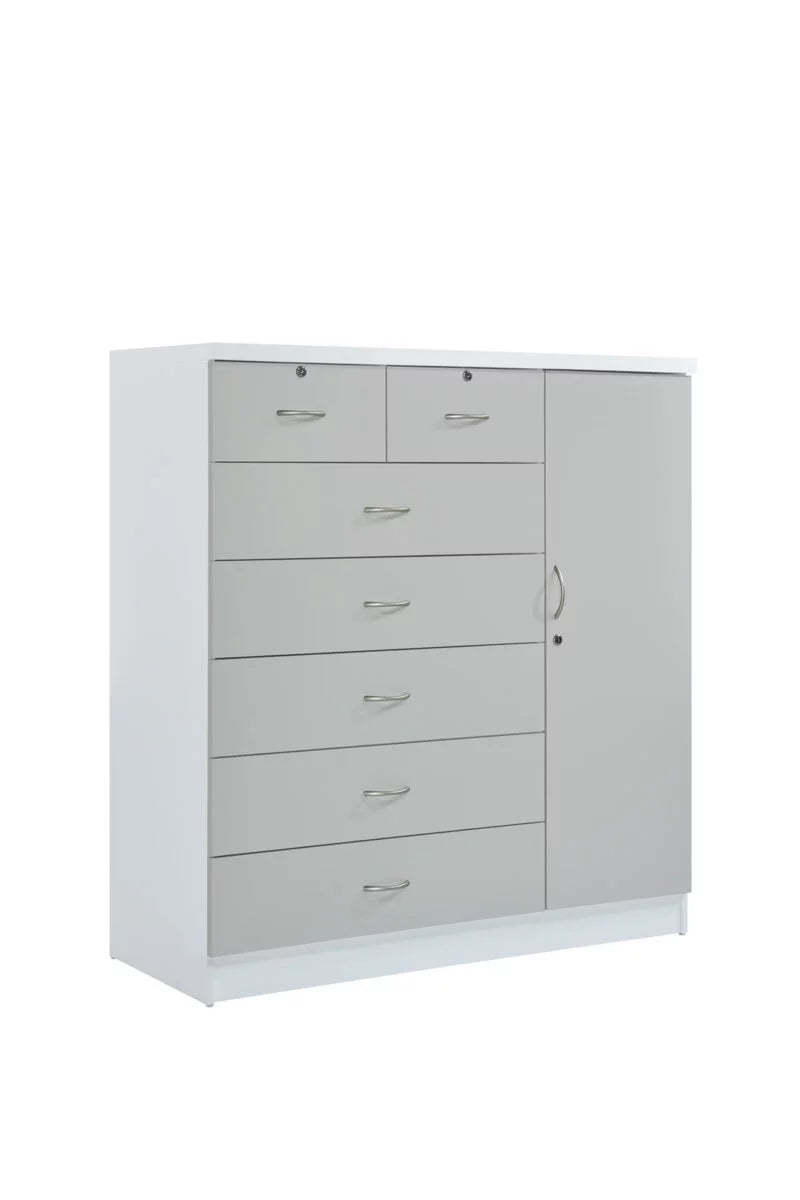 7 Drawer Dresser with Side Cabinet and 3 Shelves C136708