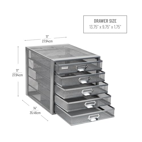 10-Drawer Metal Mesh Desk Organizer, Silver U5534