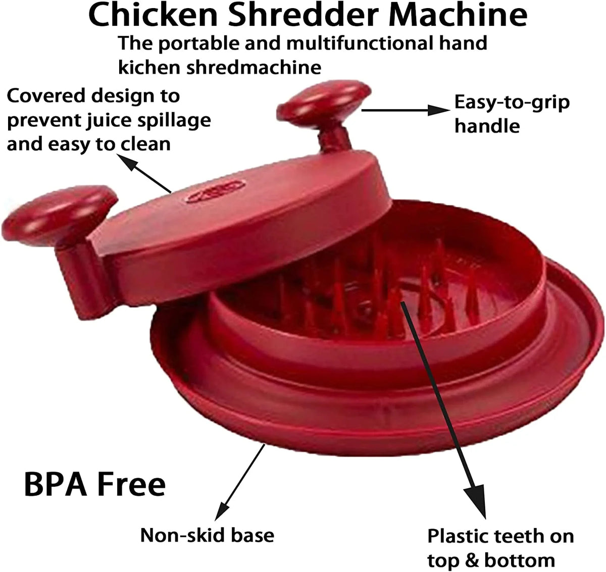 Chicken Shredder Tool with Handles and Non-Skid Base I6357