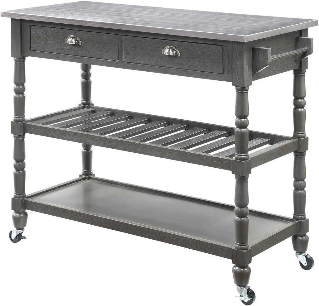3-Tier Stainless Steel Kitchen Cart with Drawers H472