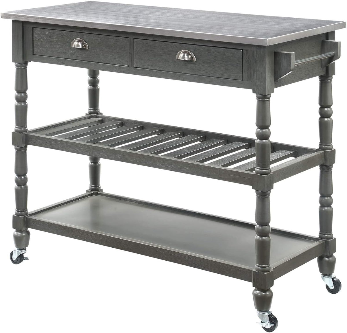 3-Tier Stainless Steel Kitchen Cart with Drawers H472