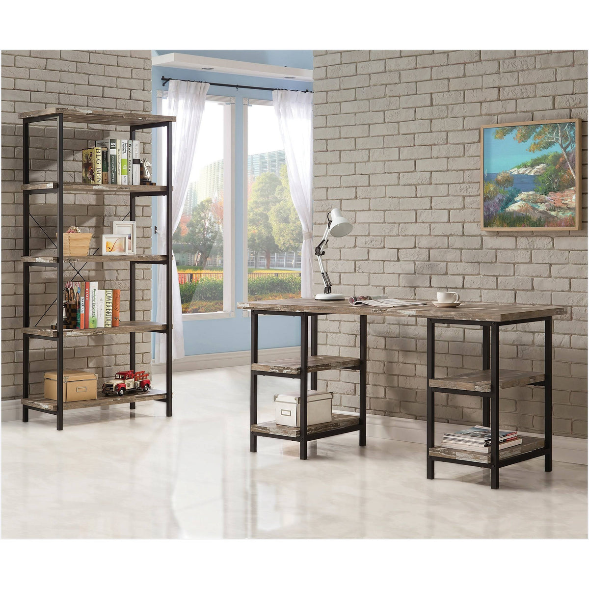 Salvaged Cabin 4-Shelf Bookcase S509525