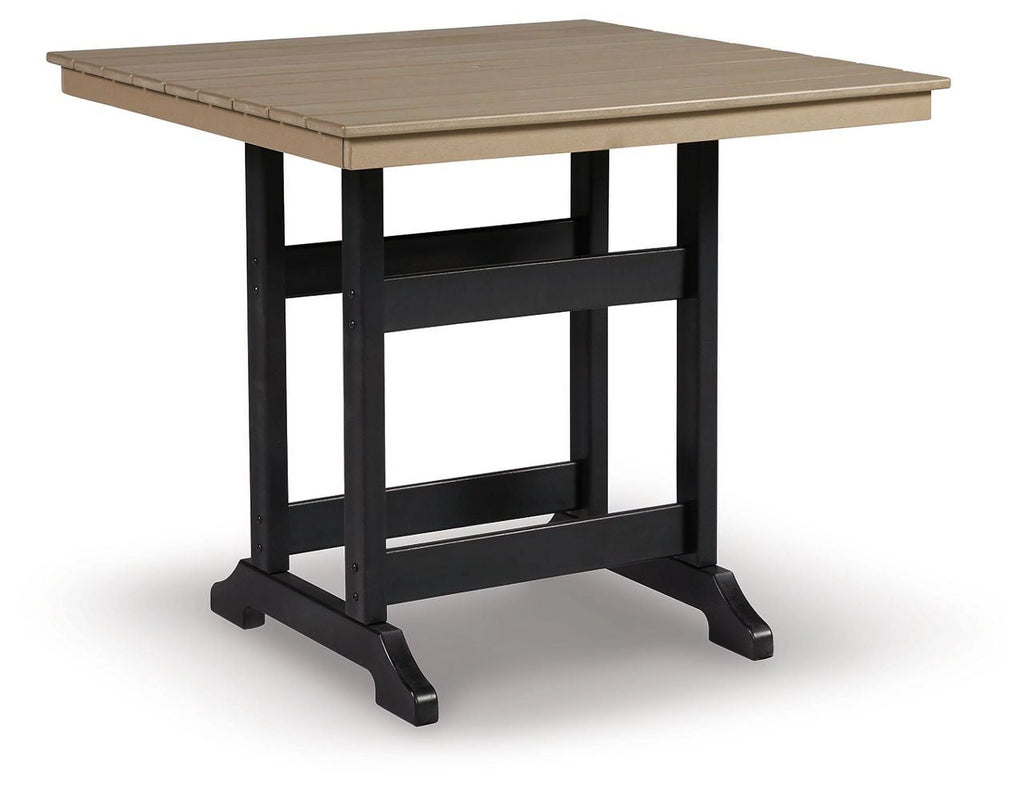 Black HDPE Patio Counter Table with Umbrella Hole O5578