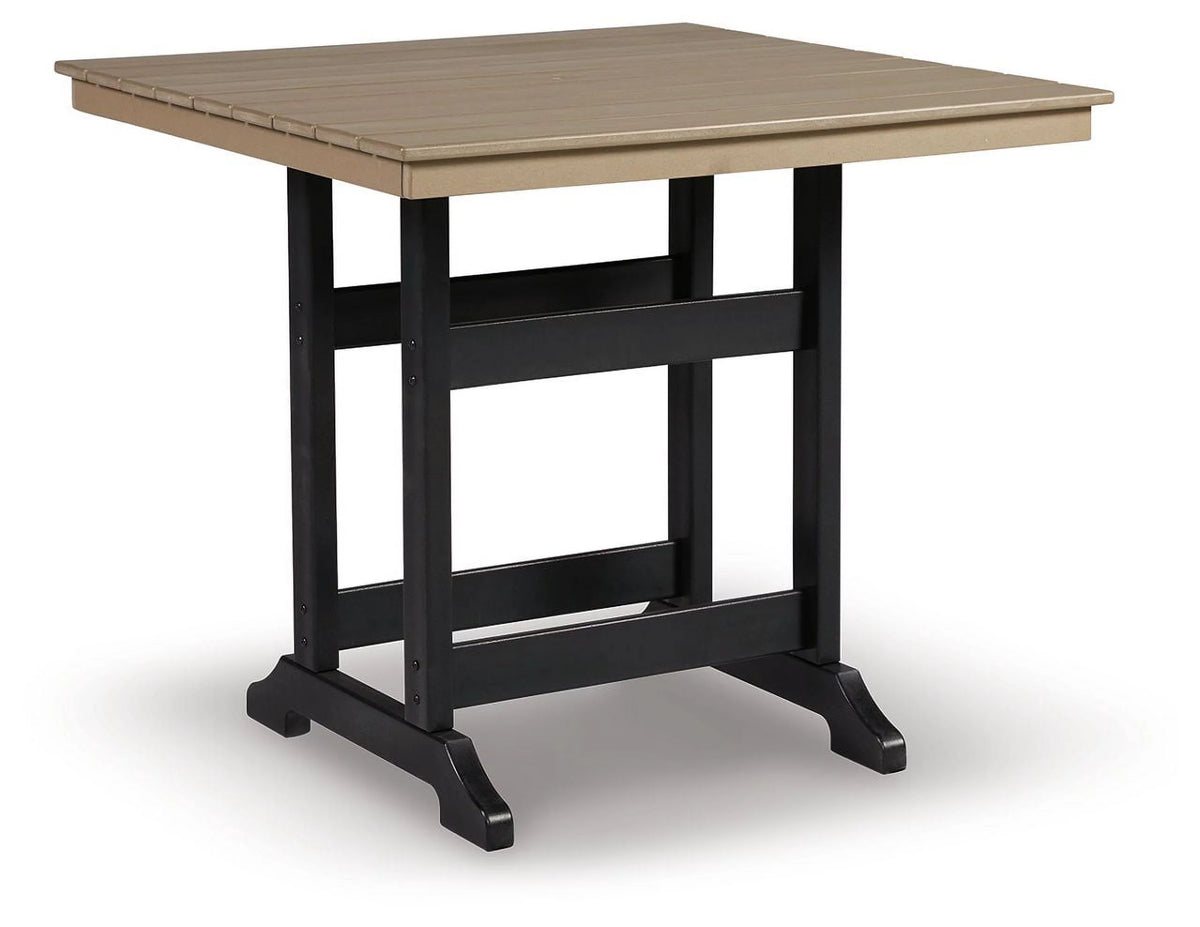 Black HDPE Patio Counter Table with Umbrella Hole O5578