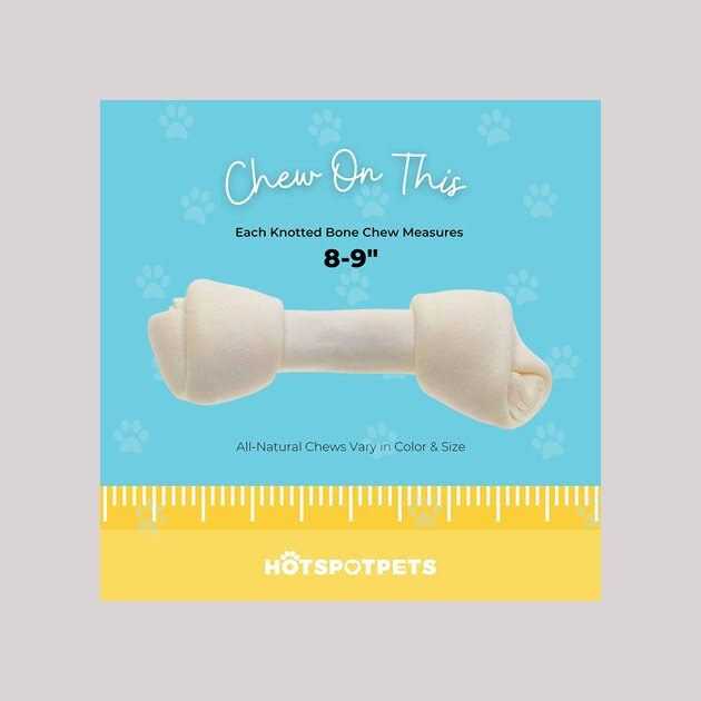 Natural White Knotted Rawhide Bone Dog Chew Treats N3057