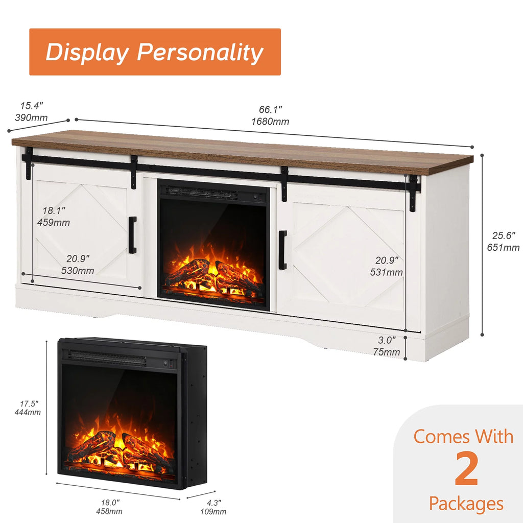 White Wood Fireplace TV Stand for TVs Up to 75 inch A222162