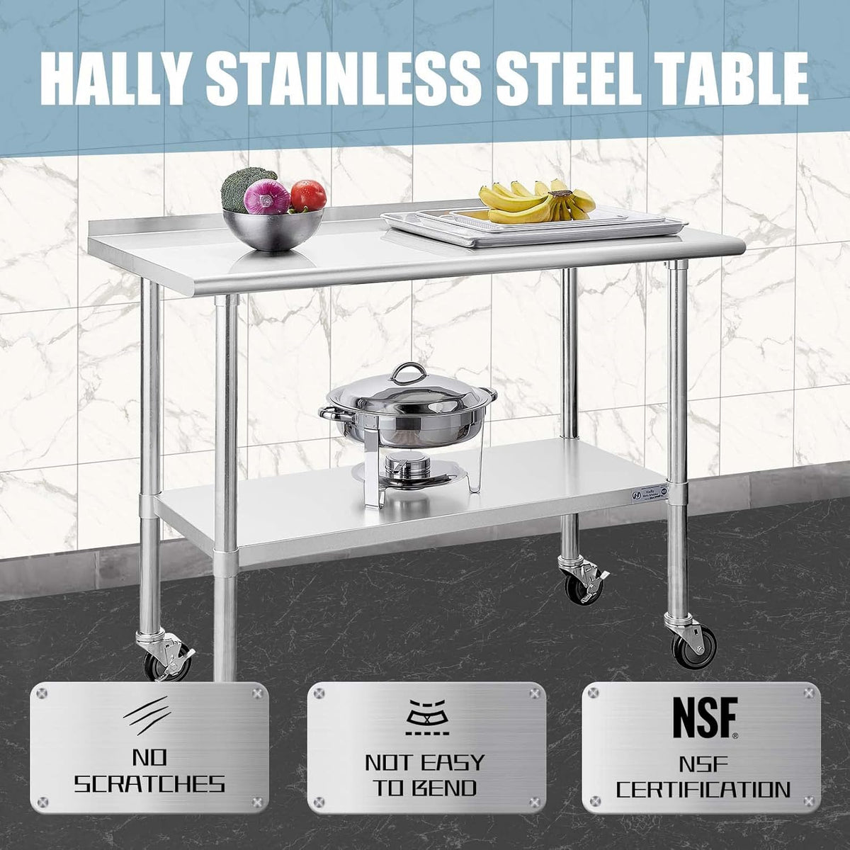 Stainless Steel Table with Caster Wheels T2382