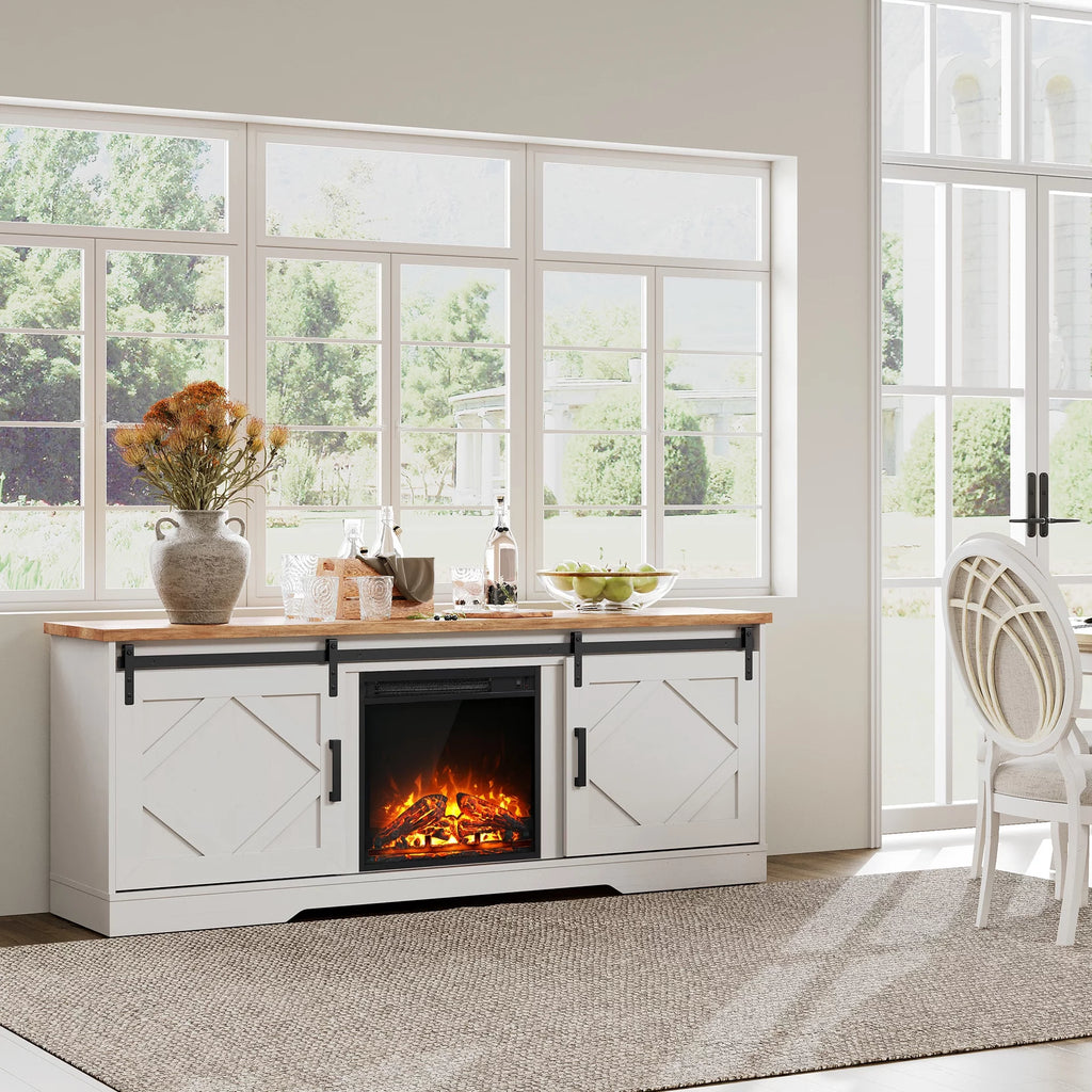 White Wood Fireplace TV Stand for TVs Up to 75 inch A222162