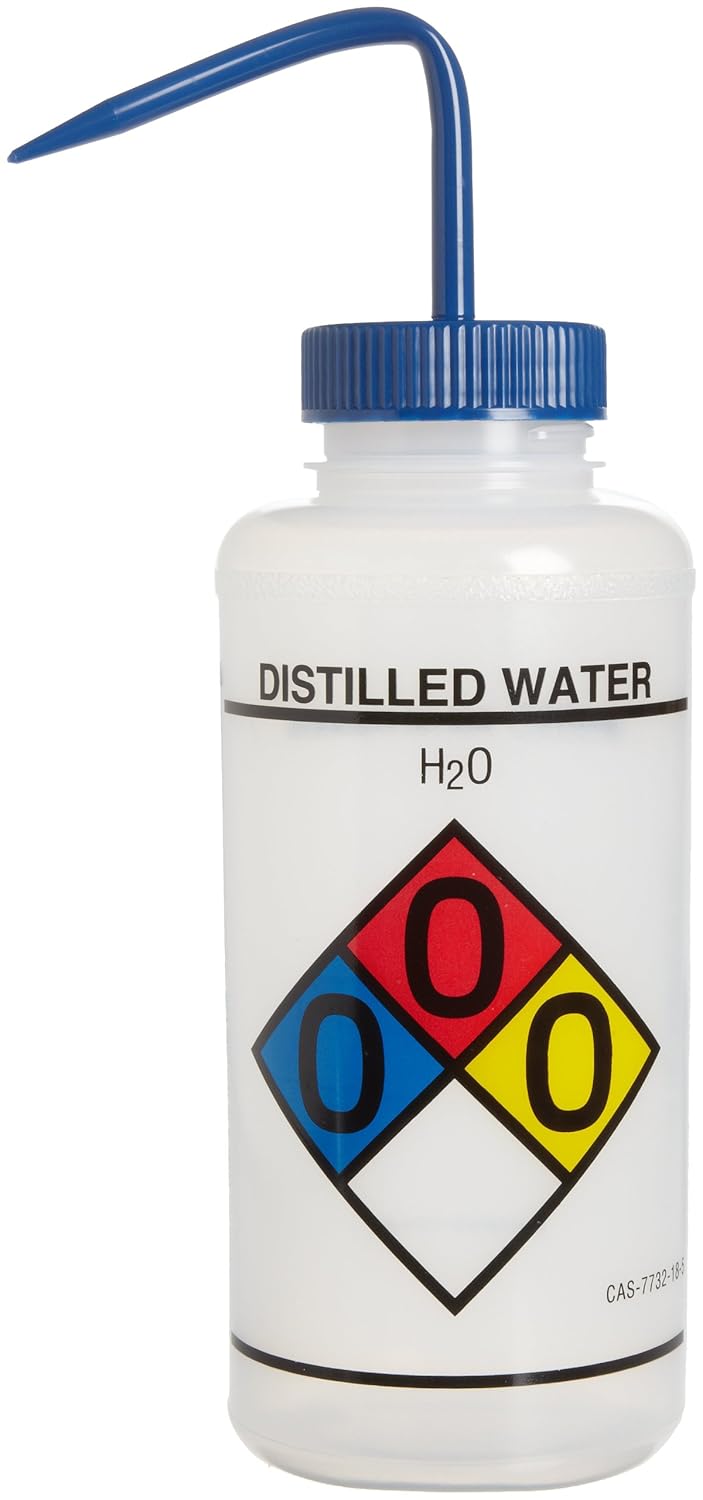 4-Color Acetone Wide-Mouth Wash Bottles; 1000ml (32oz), Polyethylene w/Red Polypropylene Cap (Pack of 4) X969527