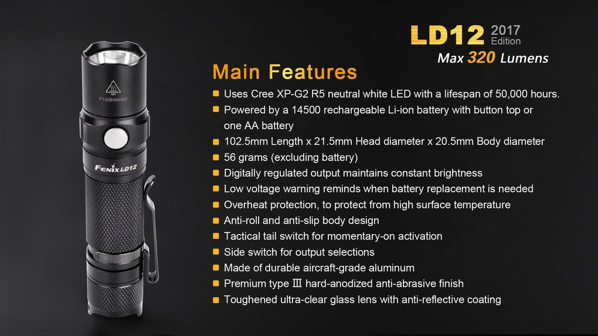 320 Lumen LED Tactical Flashlight I185