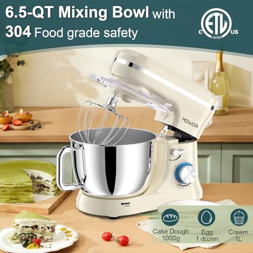 Blue Electric Stand Mixer with 6.5QT Stainless Steel Bowl C6130