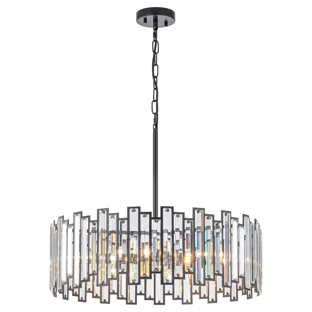 6-Light Crystal Industrial Chandelier H725