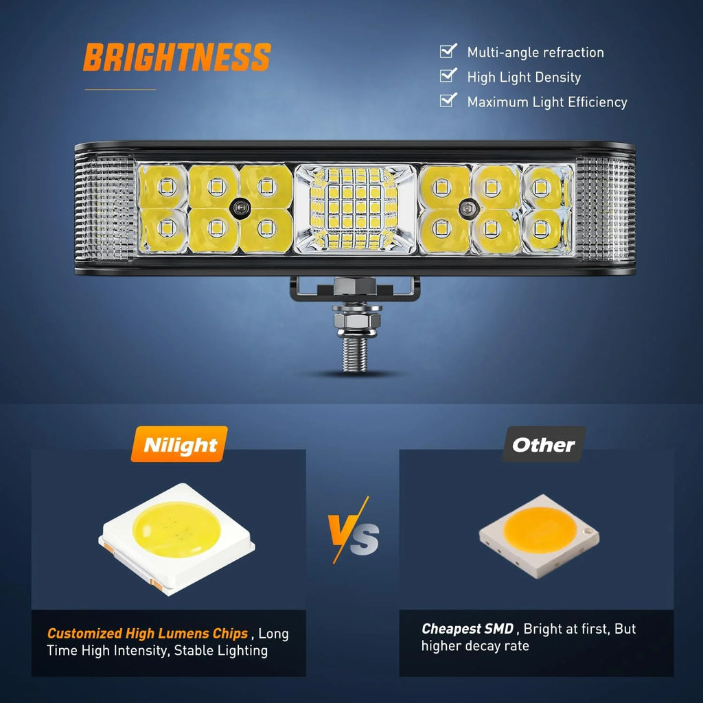2PCS 6.5 Inch 60W LED Light Bar/Pods with Wiring Harness Kit N504