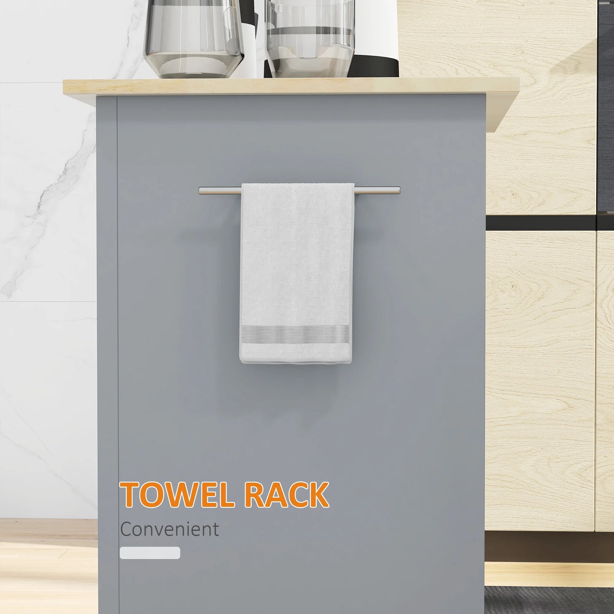Rolling Kitchen Island Cart with Drawer and Adjustable Shelf C2054