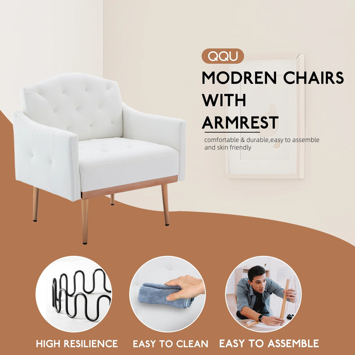 White PU Leather High-Back Accent Chair O65115