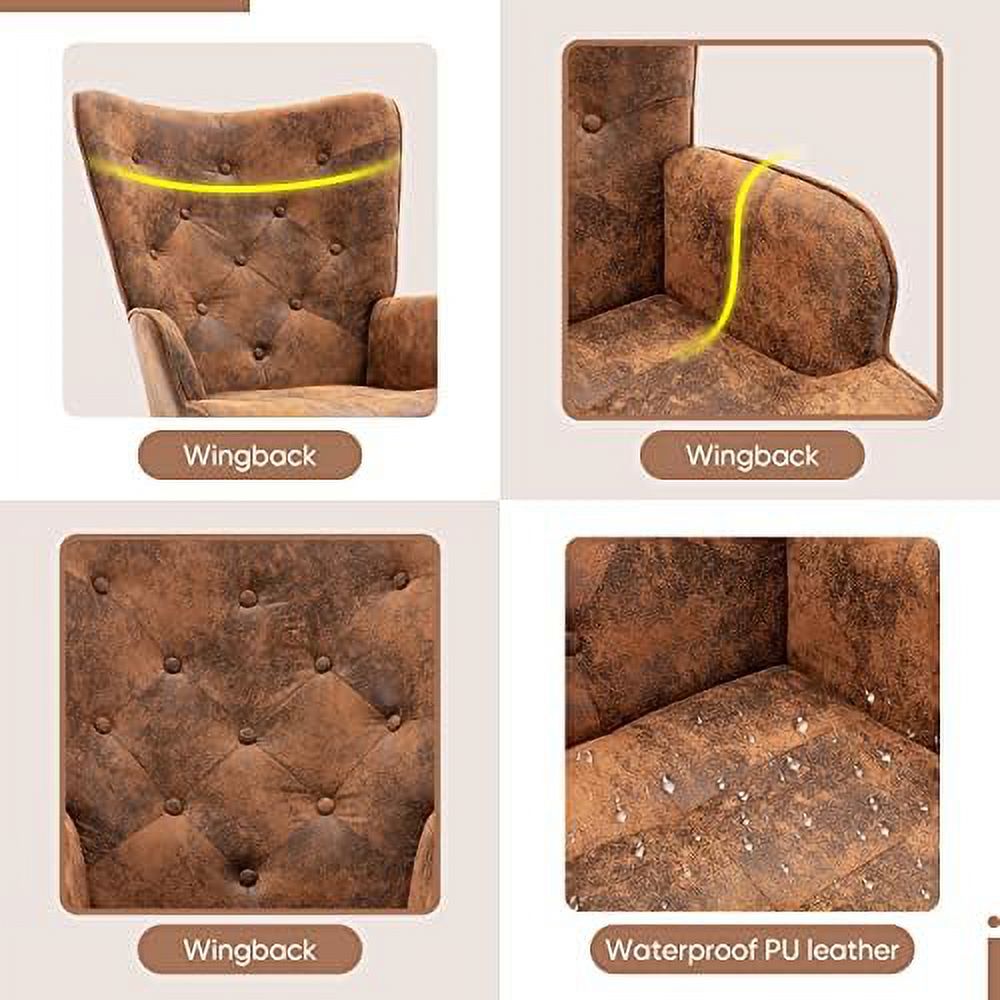 Microfiber Cushioned Wingback Armchairs Set D6502