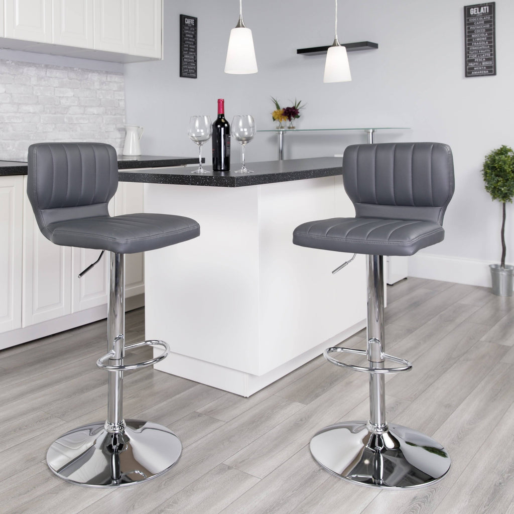 Gray Adjustable Height Barstool with Chrome Base Q915