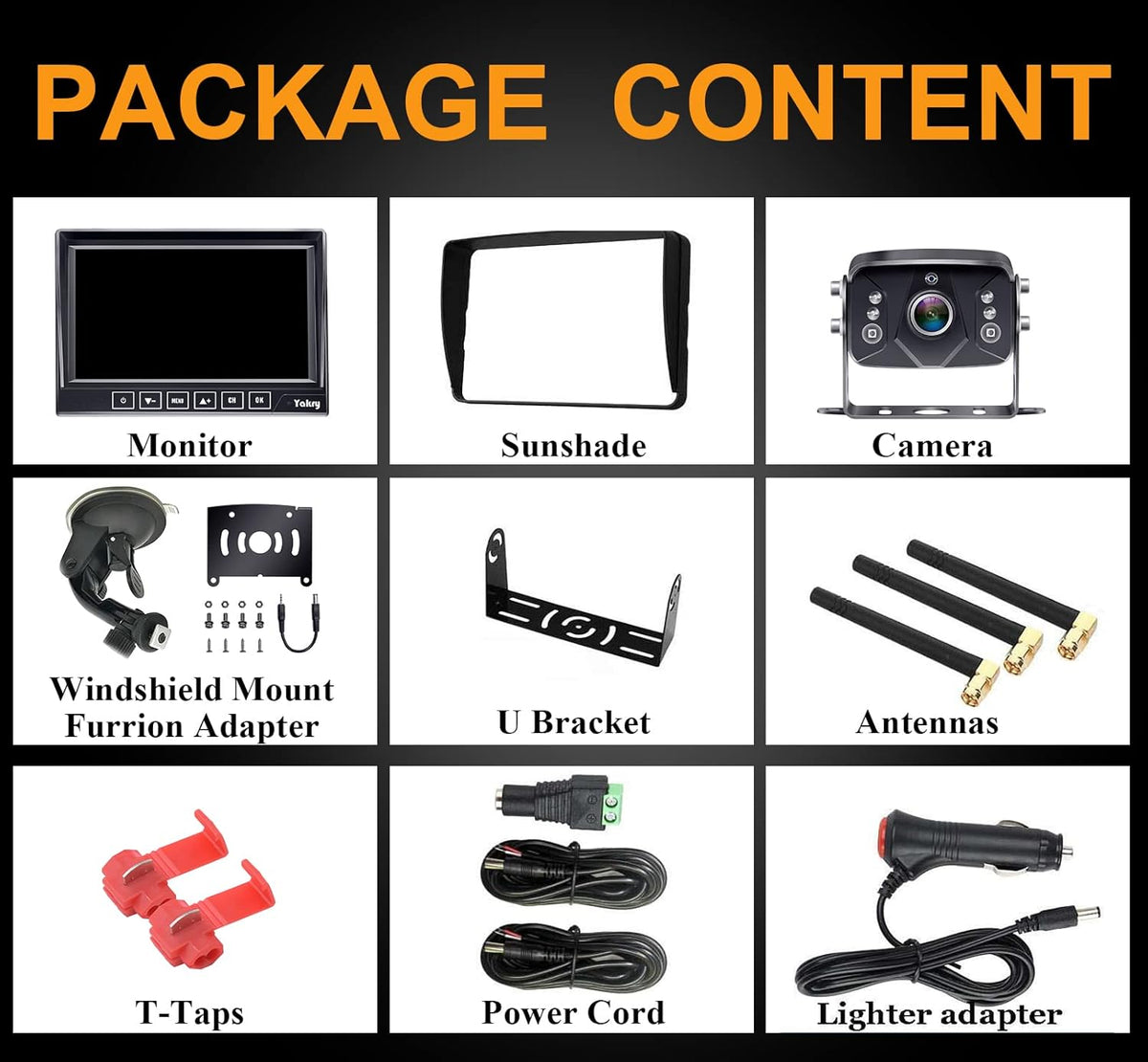 Wireless Backup Camera RV HD 1080P 7 Inch Monitor Four Channels DVR Recorder Bluetooth Rear View System Night Vision I376932