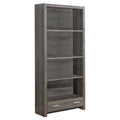 Dark Taupe Bookcase with Storage Drawer W3102