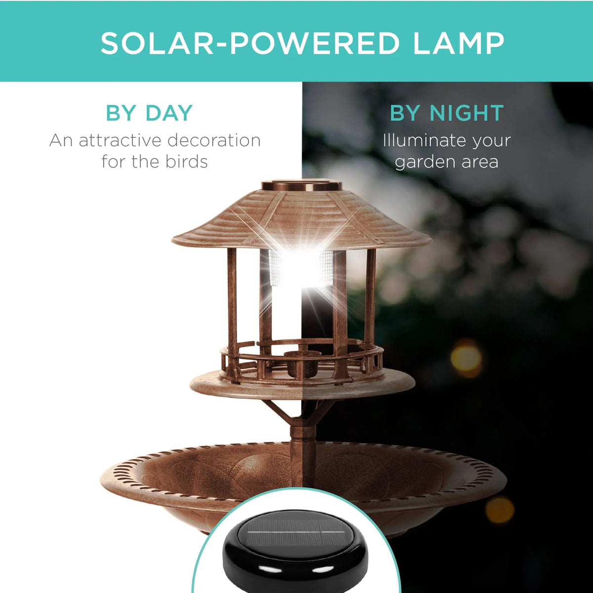 Solar Outdoor Bird Bath Pedestal Fountain O161451