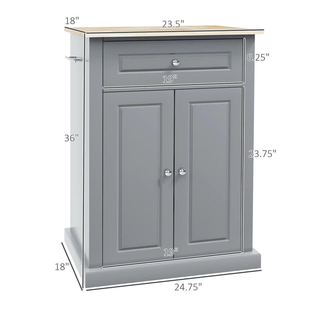 Rolling Kitchen Island Cart with Drawer and Adjustable Shelf C2054