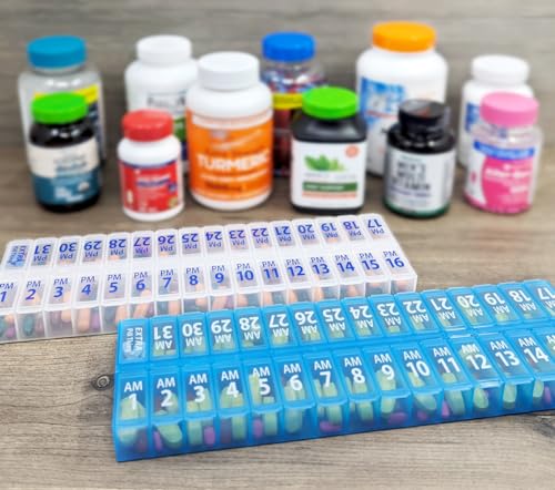 Blue 31 Day AM PM Pill Box Organizer Set M52191