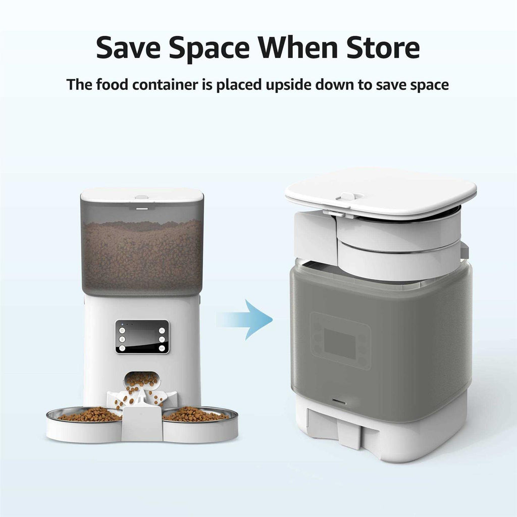 Automatic Food Dispenser with Splitter & Stainless Bowls Cat & Dog Feeder M43446