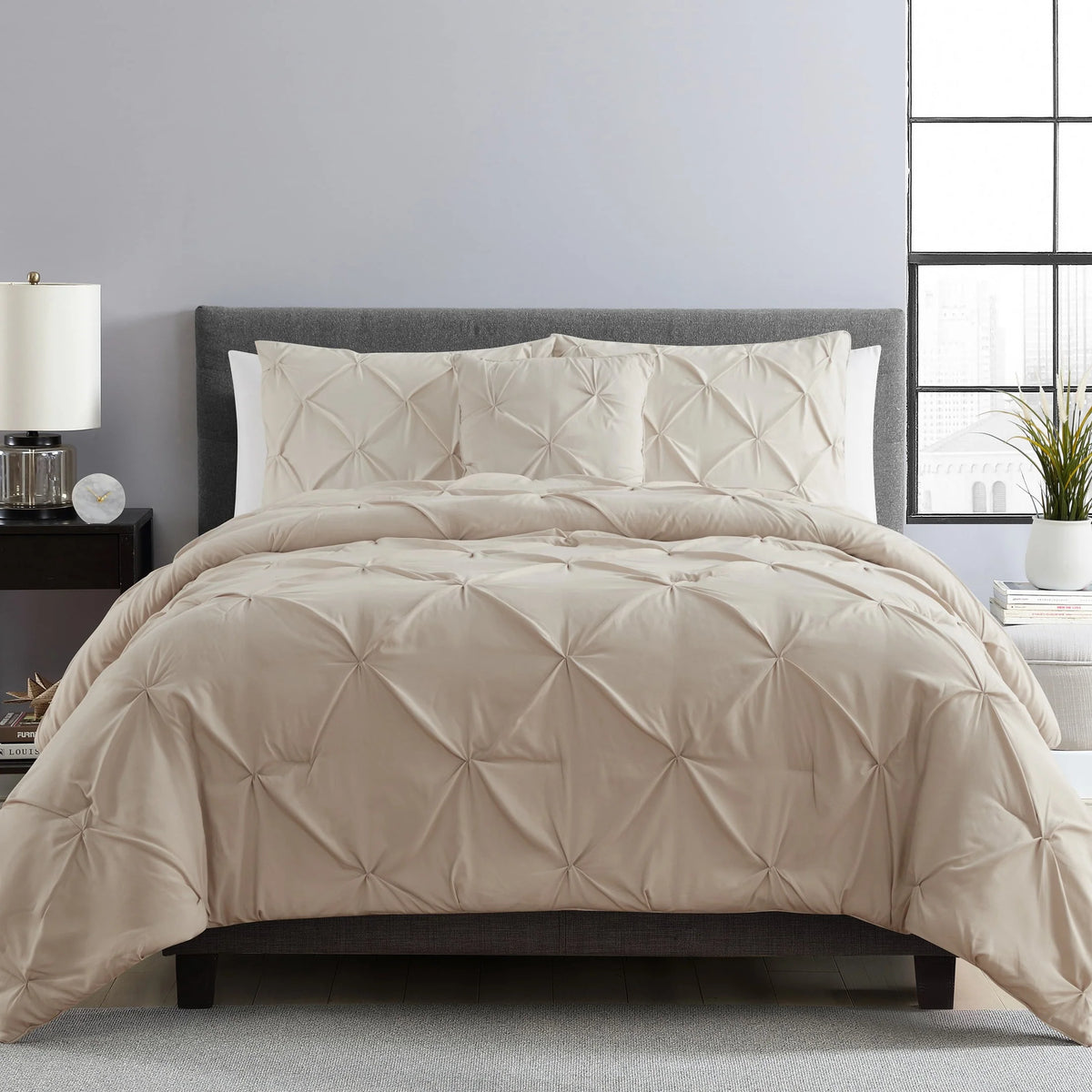 Navy Pintuck Comforter Set Queen I1212