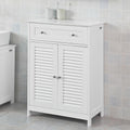 White Bathroom Storage Cabinet with Drawer and Adjustable Shelf D4181