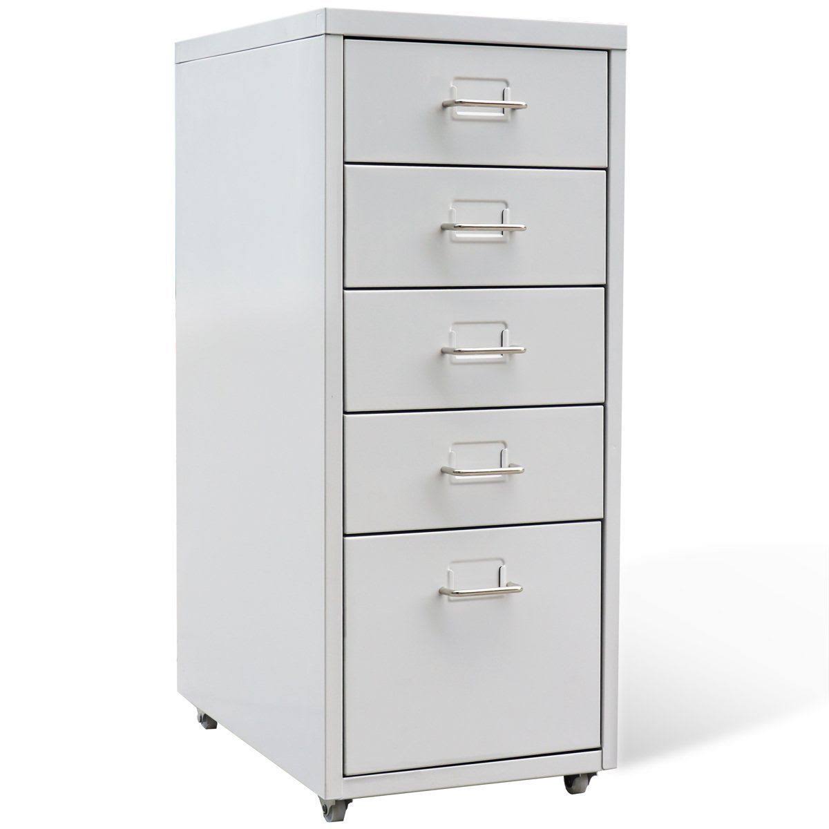 Metal Filing Cabinet with 5 Drawers Gray J55724