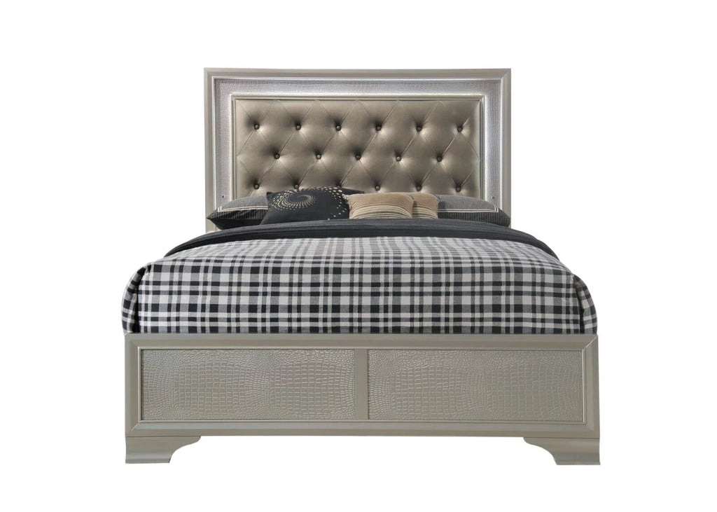 Queen Size Upholstered Panel Bed Chest Nightstand Set H12290