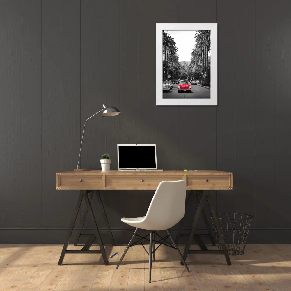 White Modern Wood Framed Art Print V519485