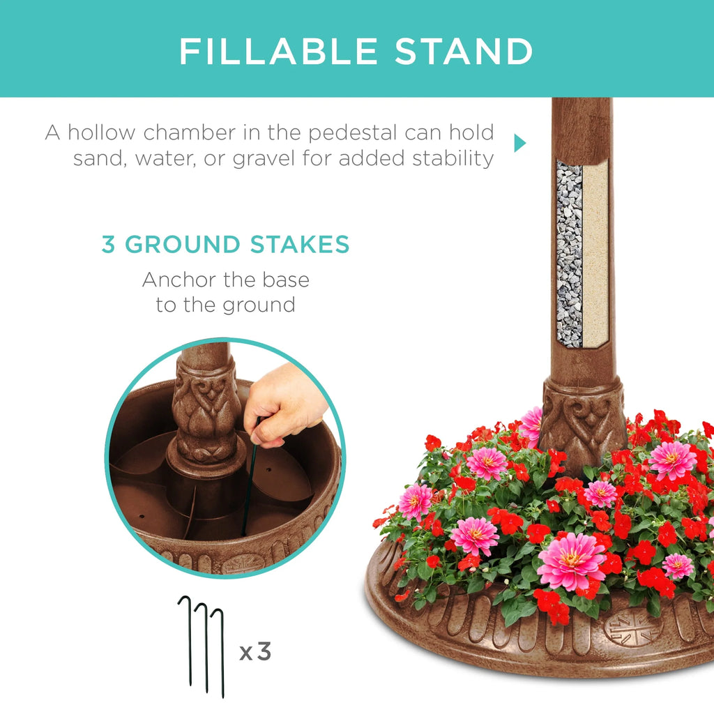 Solar Outdoor Bird Bath Pedestal Fountain O161451