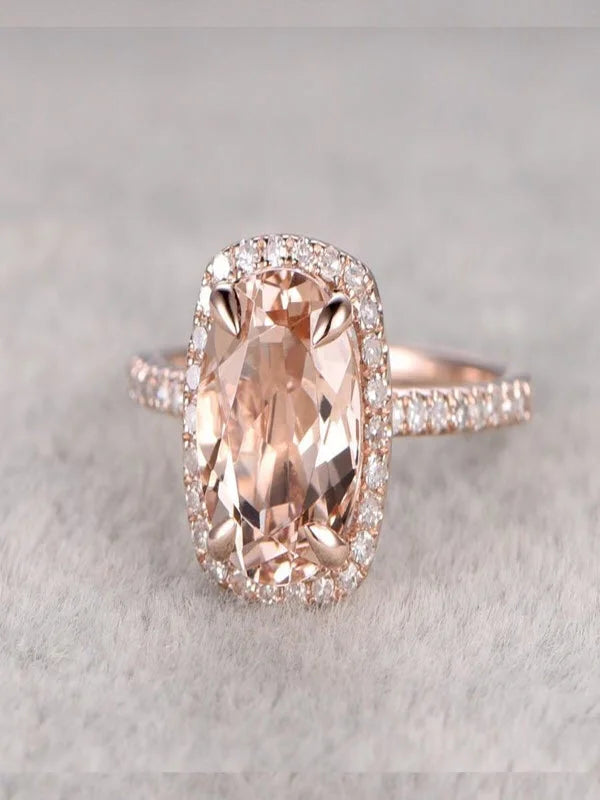 1.25 carat Antique Halo Morganite and Diamond Engagement Ring in 10k Rose Gold X9176