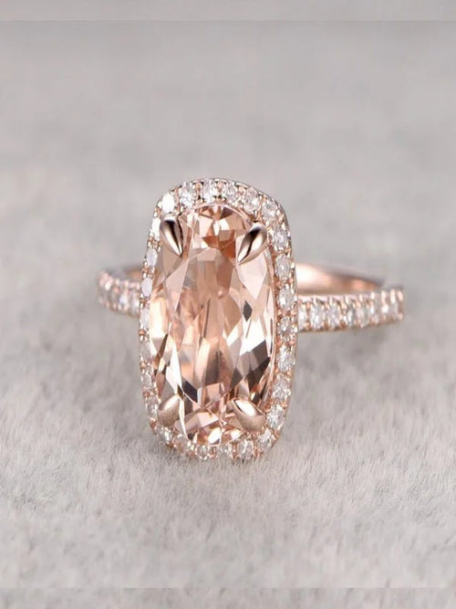 1.25 carat Antique Halo Morganite and Diamond Engagement Ring in 10k Rose Gold X9176