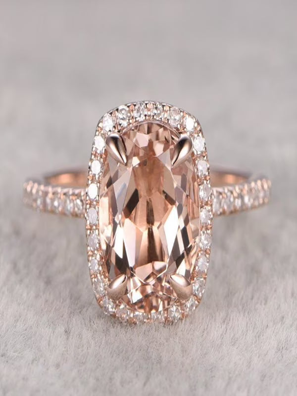 1.25 carat Antique Halo Morganite and Diamond Engagement Ring in 10k Rose Gold X9176