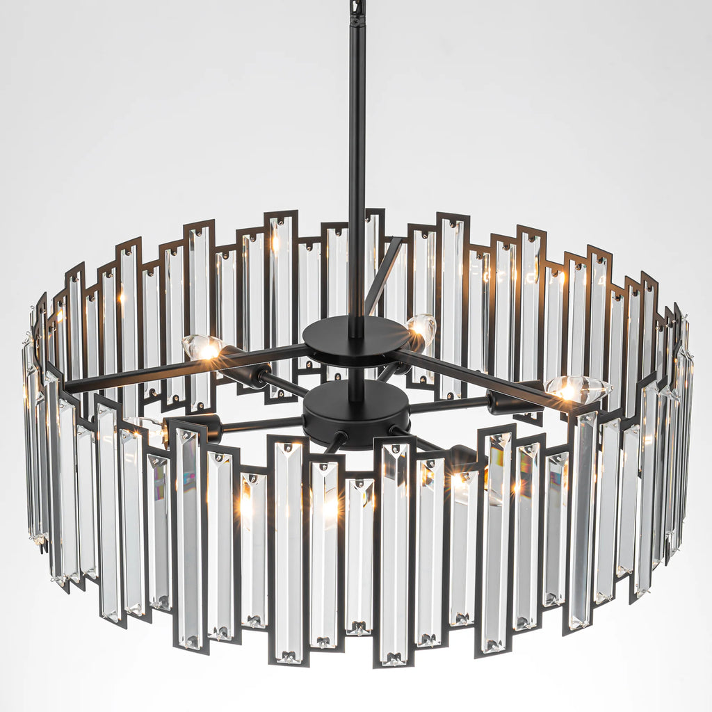 6-Light Crystal Industrial Chandelier H725