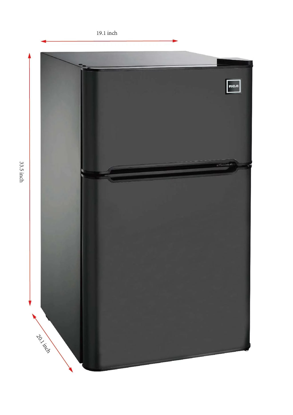 3.2 Cu Ft Two Door Mini Fridge with Freezer, Black D859203