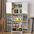 White Tall Kitchen Pantry Storage Cabinet with Doors and Shelves R793