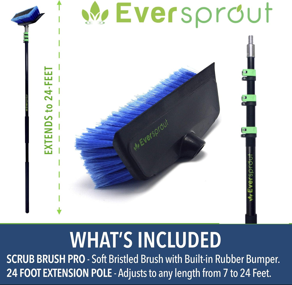 7-to-24 Foot Scrub Brush with Rubber Bumper L9282