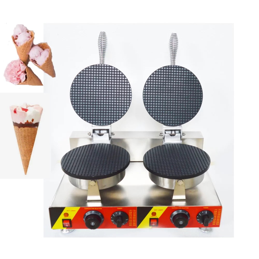 Ice Cream Cone Machine Egg Roll Toast Sandwich Maker Double Head 8.23in S365