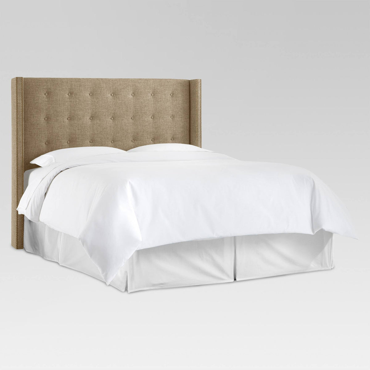 Nail Button Tufted Wingback Headboard California King Cobblestone X9979