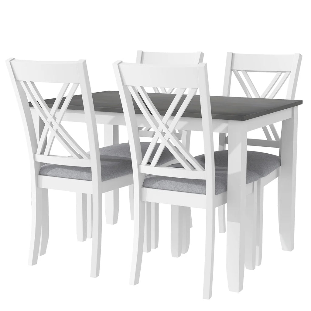 Rustic 5-Piece Dining Table Set with 4 X-Back Chairs B685